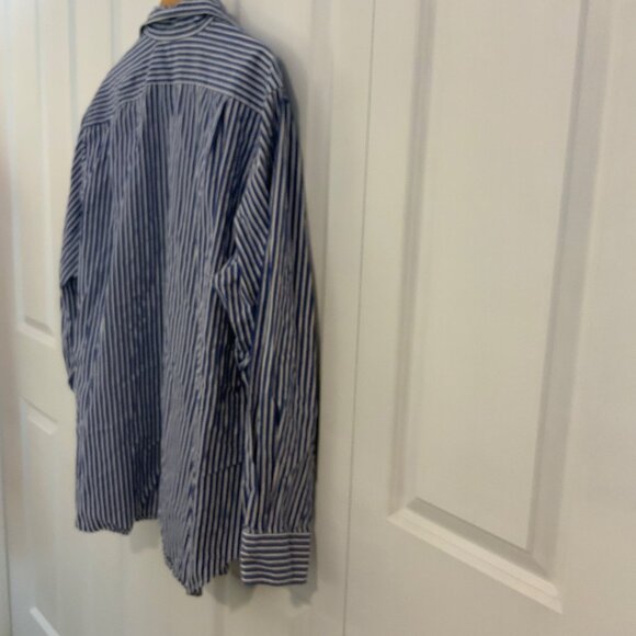 Polo Ralph Lauren Men’s Blue White Stripe Cotton Button Front Shirt 2XB - Picture 9 of 11